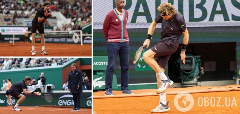 Бил себя ракеткой и бросался на судей: российский теннисист закатил истерику на Roland Garros. Видео