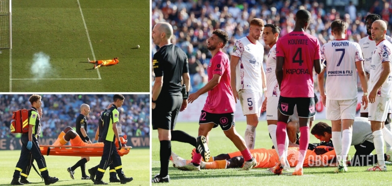 В чемпионате Франции голкипер потерял сознания от взрыва на стадионе во время матча. Гру було скасовано. Видео