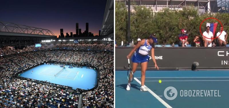 Во время матча украинки на Australian Open болельщики устроили провокацию с флагом РФ. Фото